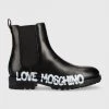 Γυναικεία Μποτάκια Δερμάτινες μπότες τσέλσι Love Moschino χρώμα: μαύρο,