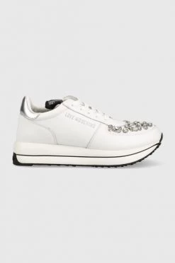 Γυναικεία Sneakers Δερμάτινα αθλητικά παπούτσια Love Moschino άσπρο