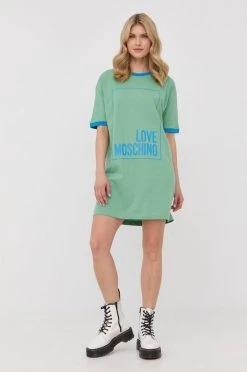 Γυναικεία Φορέματα Βαμβακερό φόρεμα Love Moschino πράσινο,