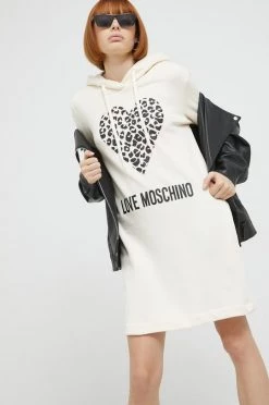 Γυναικεία Φορέματα Βαμβακερό φόρεμα Love Moschino μπεζ,