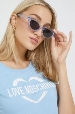 Γυναικεία Κοντομάνικο Βαμβακερό μπλουζάκι Love Moschino μπλε -Love Moschino Κατάστημα unnamed file 1867