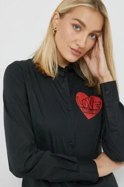 Γυναικεία Πουκάμισα Πουκάμισο Love Moschino μαύρο,