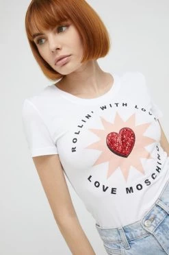 Γυναικεία Κοντομάνικο Μπλουζάκι Love Moschino άσπρο