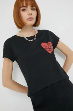 Γυναικεία Κοντομάνικο Βαμβακερό μπλουζάκι Love Moschino μαύρο
