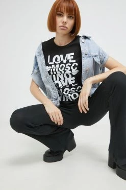 Γυναικεία Κοντομάνικο Βαμβακερό μπλουζάκι Love Moschino μαύρο