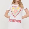 Γυναικεία Φορέματα Βαμβακερό φόρεμα Love Moschino άσπρο,