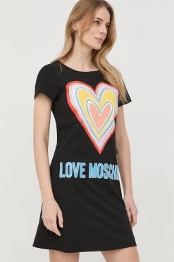 Γυναικεία Φορέματα Βαμβακερό φόρεμα Love Moschino μαύρο,