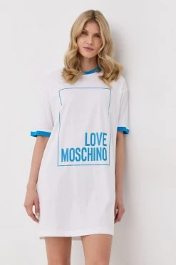 Γυναικεία Φορέματα Βαμβακερό φόρεμα Love Moschino άσπρο,