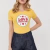 Γυναικεία Κοντομάνικο Μπλουζάκι Love Moschino κίτρινο