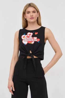 Γυναικεία Αμάνικος Βαμβακερό τοπ Love Moschino μαύρο