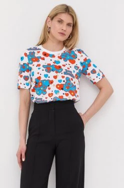 Γυναικεία Κοντομάνικο Βαμβακερό μπλουζάκι Love Moschino άσπρο