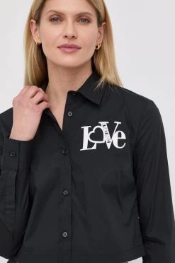 Γυναικεία Πουκάμισα Πουκάμισο Love Moschino χρώμα: μαύρο, -Love Moschino Κατάστημα unnamed file 2782
