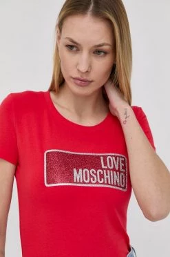 Γυναικεία Κοντομάνικο Μπλουζάκι Love Moschino χρώμα: κόκκινο -Love Moschino Κατάστημα unnamed file 2817