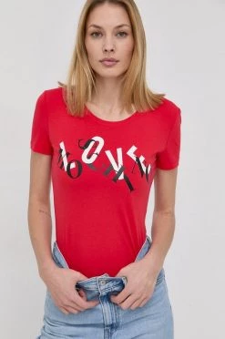 Γυναικεία Κοντομάνικο Μπλουζάκι Love Moschino χρώμα: κόκκινο