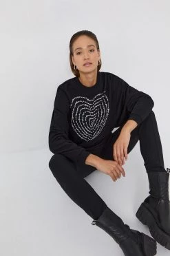 Γυναικεία Χωρίς φερμουάρ Βαμβακερή μπλούζα Love Moschino χρώμα: μαύρο