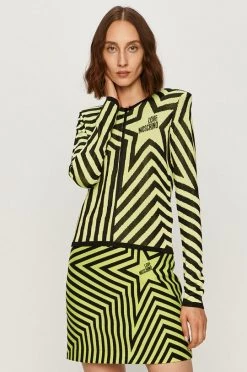 Γυναικεία Με φερμουάρ Love Moschino - Πλεκτή ζακέτα κίτρινο πράσινο