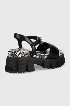 Γυναικεία Σανδάλια Δερμάτινα σανδάλια Love Moschino χρώμα: μαύρο -Love Moschino Κατάστημα unnamed file 3056