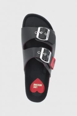 Γυναικεία Σαγιονάρες Δερμάτινες παντόφλες Love Moschino χρώμα: μαύρο -Love Moschino Κατάστημα unnamed file 3169