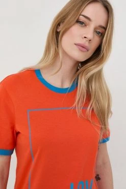 Γυναικεία Κοντομάνικο Βαμβακερό μπλουζάκι Love Moschino πορτοκαλί -Love Moschino Κατάστημα unnamed file 3353