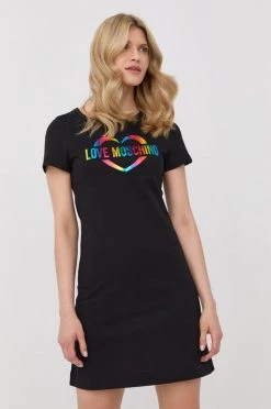 Γυναικεία Φορέματα Βαμβακερό φόρεμα Love Moschino μαύρο,