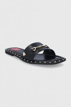 Γυναικεία Σαγιονάρες Δερμάτινες παντόφλες Love Moschino χρώμα: μαύρο -Love Moschino Κατάστημα unnamed file 3478