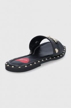 Γυναικεία Σαγιονάρες Δερμάτινες παντόφλες Love Moschino χρώμα: μαύρο -Love Moschino Κατάστημα unnamed file 3479