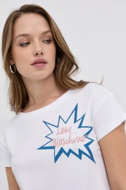 Γυναικεία Κοντομάνικο Μπλουζάκι Love Moschino χρώμα: άσπρο