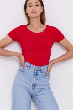 Γυναικεία Κοντομάνικο Μπλουζάκι Love Moschino χρώμα: κόκκινο