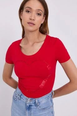 Γυναικεία Κοντομάνικο Μπλουζάκι Love Moschino χρώμα: κόκκινο -Love Moschino Κατάστημα unnamed file 3566