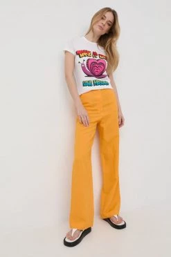 Γυναικεία Κοντομάνικο Βαμβακερό μπλουζάκι Love Moschino άσπρο