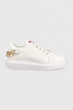 Γυναικεία Sneakers Δερμάτινα αθλητικά παπούτσια Love Moschino άσπρο