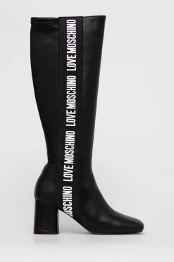 Γυναικεία Μπότες Love Moschino - Δερμάτινες μπότες μαύρο
